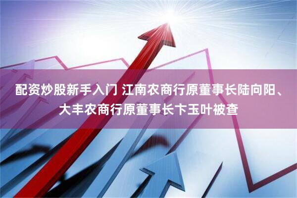 配资炒股新手入门 江南农商行原董事长陆向阳、大丰农商行原董事长卞玉叶被查